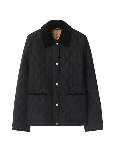 Burberry Women's Dorset Diamond Quilted Jacket - Black Sand Ip Check - Size XXS | Thumbnail 1