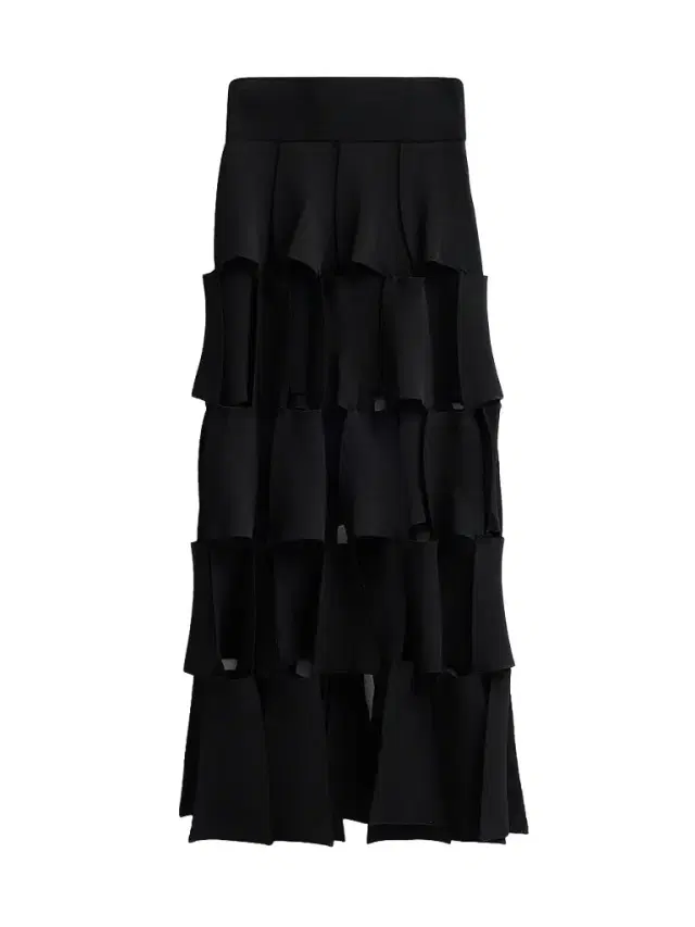 A.W.A.K.E. MODE Women's Knitted Multi-Trapeze Maxi Skirt - Black