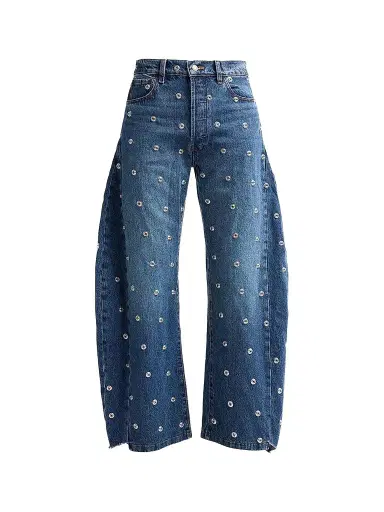 A.W.A.K.E. MODE Women's Studded Barrel-Leg Jeans | Thumbnail 1 A.W.A.K.E. MODE Women's Studded Barrel-Leg Jeans | Thumbnail 1
