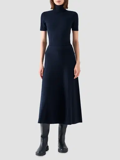 Akris punto Women's Stretch Wool Mock Turtleneck Top - Navy - Size 16 | Thumbnail 2