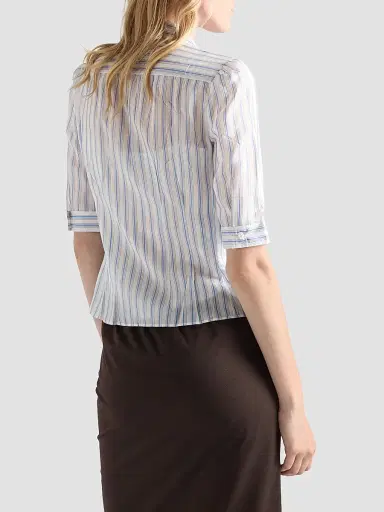 Prada Women's Striped Shirt - Blue - Size 2 | Thumbnail 4 Prada Women's Striped Shirt - Blue - Size 2 | Thumbnail 4