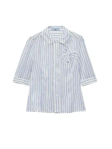Prada Women's Striped Shirt - Blue - Size 2 | Thumbnail 1 Prada Women's Striped Shirt - Blue - Size 2 | Thumbnail 1