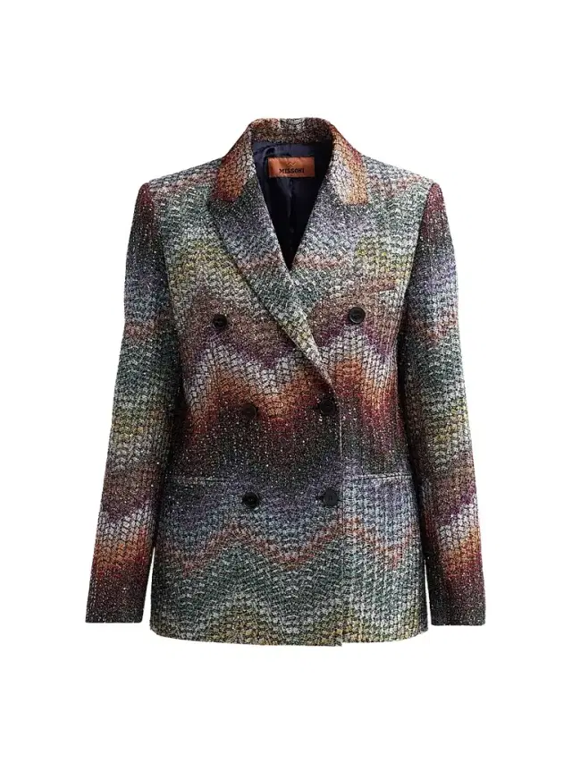 Women's Textured Chevron Blazer - Multi Dark - Size 6