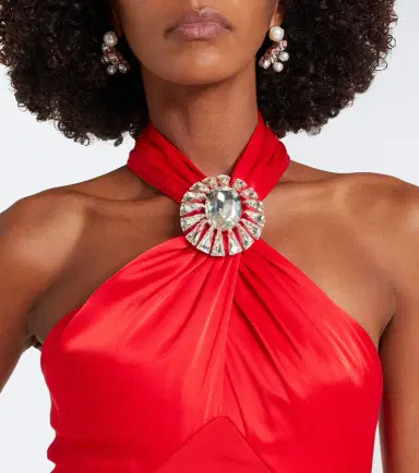 David Koma Embellished halterneck satin-trimmed gown | Thumbnail 4 David Koma Embellished halterneck satin-trimmed gown | Thumbnail 4