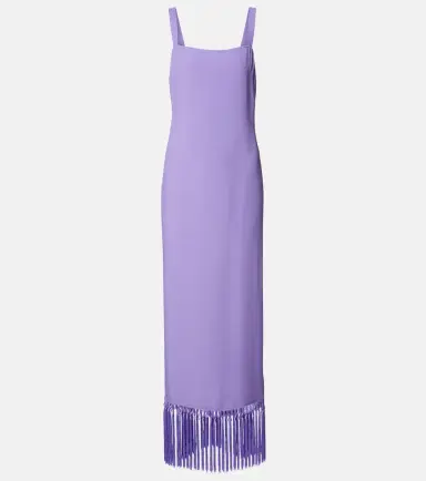 Taller Marmo Palermo fringed crêpe cady midi dress | Thumbnail 2 Taller Marmo Palermo fringed crêpe cady midi dress | Thumbnail 2