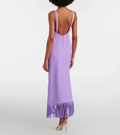 Taller Marmo Palermo fringed crêpe cady midi dress | Thumbnail 4 Taller Marmo Palermo fringed crêpe cady midi dress | Thumbnail 4