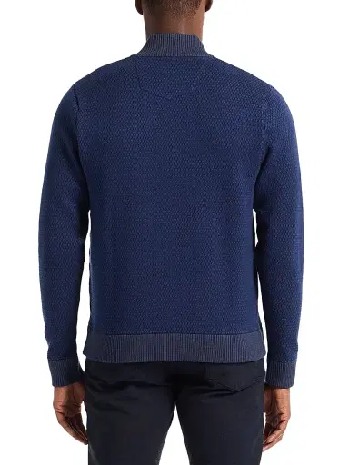 Robert Graham Men's Walton Cotton & Silk Zip Sweater - Navy | Thumbnail 4