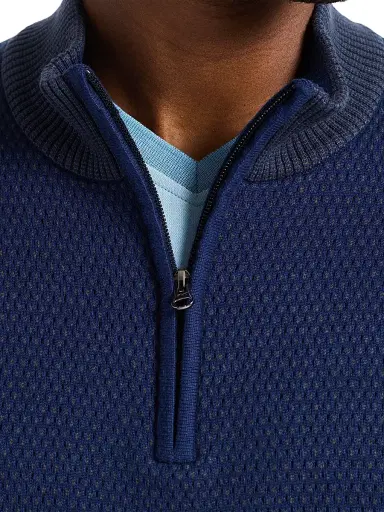 Robert Graham Men's Walton Cotton & Silk Zip Sweater - Navy | Thumbnail 5