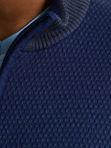 Robert Graham Men's Walton Cotton & Silk Zip Sweater - Navy | Thumbnail 6