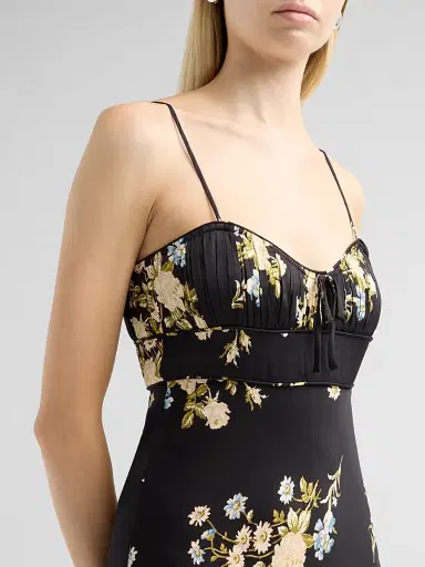 Veronica Beard Women's Kieren Floral Satin Midi Slipdress - Black Multi - Size 14 | Thumbnail 5 Veronica Beard Women's Kieren Floral Satin Midi Slipdress - Black Multi - Size 14 | Thumbnail 5