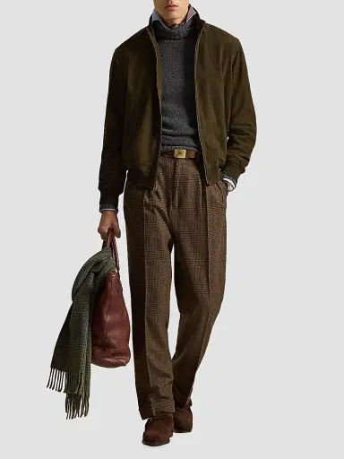 Polo Ralph Lauren Men's Charleton Suede Bomber Jacket - Myrtle Green | Thumbnail 2 Polo Ralph Lauren Men's Charleton Suede Bomber Jacket - Myrtle Green | Thumbnail 2