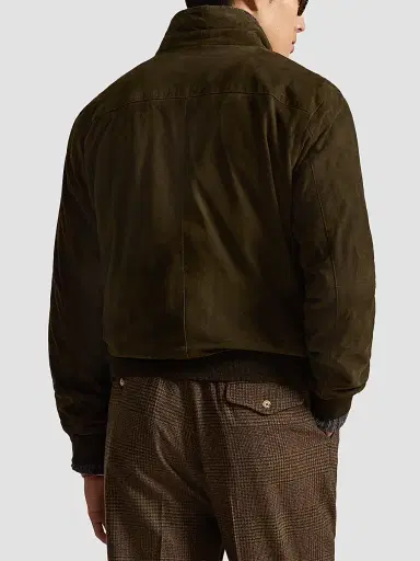 Polo Ralph Lauren Men's Charleton Suede Bomber Jacket - Myrtle Green | Thumbnail 3 Polo Ralph Lauren Men's Charleton Suede Bomber Jacket - Myrtle Green | Thumbnail 3