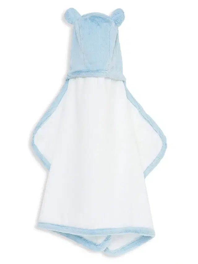 Little Giraffe Luxe Faux Fur Animal Hood Towel - Blue