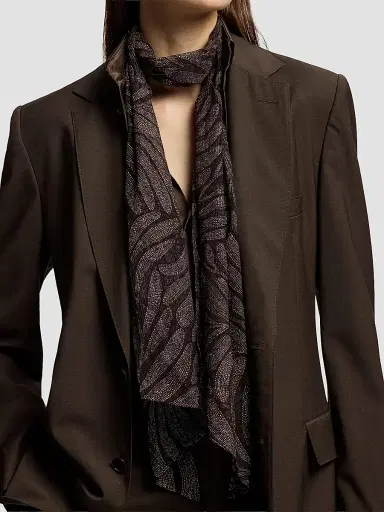 Ralph Lauren Women's Foiled Crinkle Chiffon Wrap Scarf - Espresso Multi | Thumbnail 3
