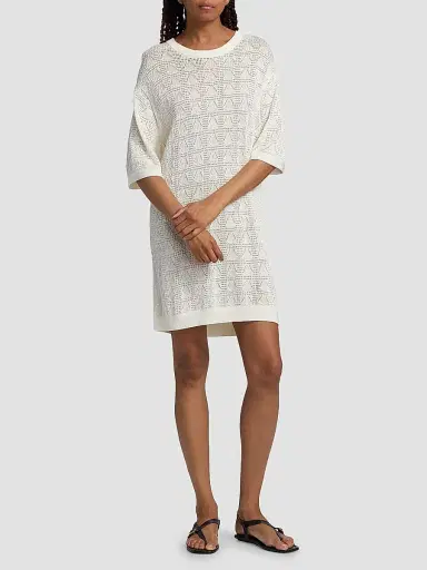 Loulou de Saison Women's Armas Knit T-Shirt Dress - Ivory - Size XS | Thumbnail 2