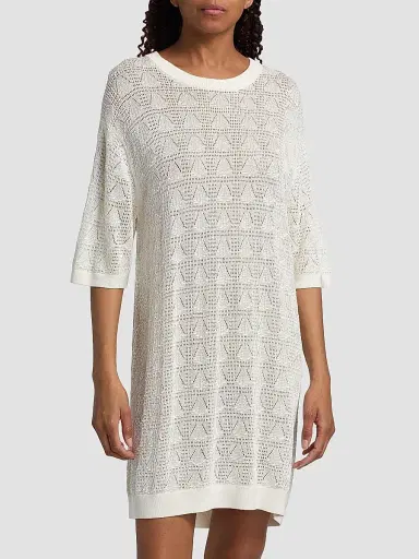 Loulou de Saison Women's Armas Knit T-Shirt Dress - Ivory - Size XS | Thumbnail 3