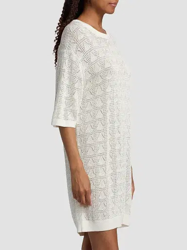 Loulou de Saison Women's Armas Knit T-Shirt Dress - Ivory - Size XS | Thumbnail 4