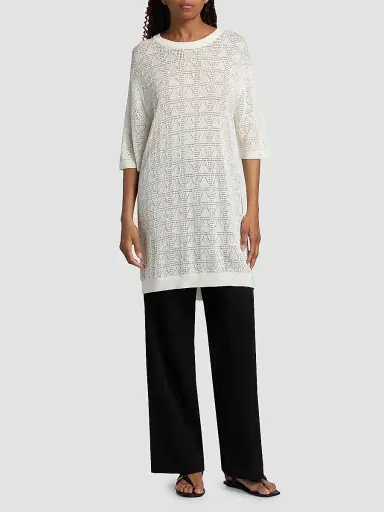 Loulou de Saison Women's Armas Knit T-Shirt Dress - Ivory - Size XS | Thumbnail 6