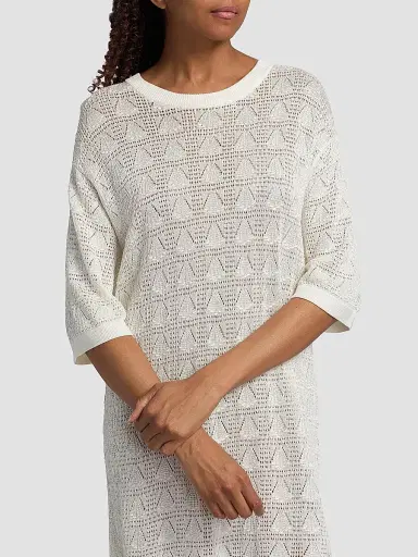 Loulou de Saison Women's Armas Knit T-Shirt Dress - Ivory - Size XS | Thumbnail 7