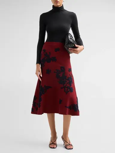 Erdem Women's Jacquard Knit Midi Skirt - Bordeaux - Size Small | Thumbnail 2 Erdem Women's Jacquard Knit Midi Skirt - Bordeaux - Size Small | Thumbnail 2