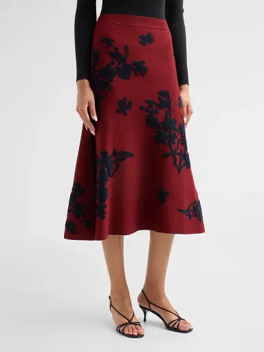 Erdem Women's Jacquard Knit Midi Skirt - Bordeaux - Size Small | Thumbnail 4 Erdem Women's Jacquard Knit Midi Skirt - Bordeaux - Size Small | Thumbnail 4