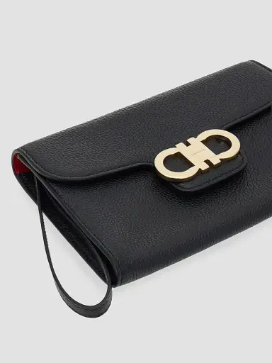 Ferragamo Women's Double Gancini Leather Clutch | Thumbnail 5 Ferragamo Women's Double Gancini Leather Clutch | Thumbnail 5
