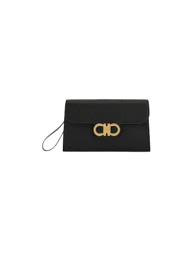 Ferragamo Women's Double Gancini Leather Clutch | Thumbnail 1 Ferragamo Women's Double Gancini Leather Clutch | Thumbnail 1