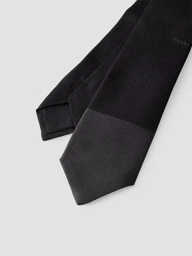 Prada Men's Silk Tie - Black | Thumbnail 3