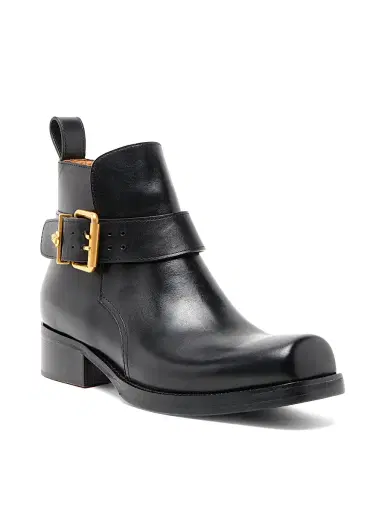 Versace Men's Buckle Leather Boots - Black Vibrated Gold - Size 13 | Thumbnail 2