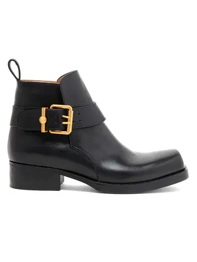 Versace Men's Buckle Leather Boots - Black Vibrated Gold - Size 13 | Thumbnail 1