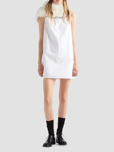 Prada Women's Embroidered Old Reps Fabric Mini Dress | Thumbnail 6 Prada Women's Embroidered Old Reps Fabric Mini Dress | Thumbnail 6