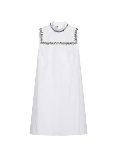 Prada Women's Embroidered Old Reps Fabric Mini Dress | Thumbnail 1 Prada Women's Embroidered Old Reps Fabric Mini Dress | Thumbnail 1