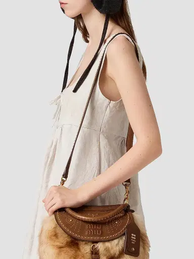 Miu Miu Women's Linen Mini Dress - Beige Khaki | Thumbnail 5