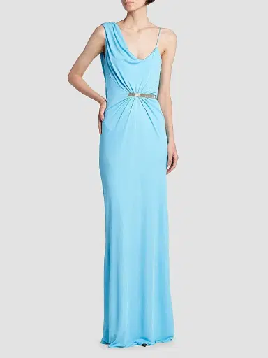 TOM FORD Women's Draped Hardware One-Shoulder Gown - Aqua Blue | Thumbnail 2
