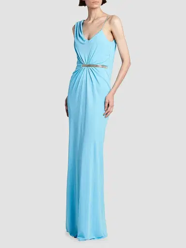 TOM FORD Women's Draped Hardware One-Shoulder Gown - Aqua Blue | Thumbnail 4