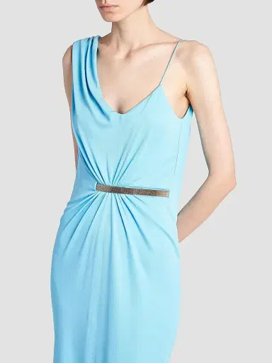 TOM FORD Women's Draped Hardware One-Shoulder Gown - Aqua Blue | Thumbnail 6