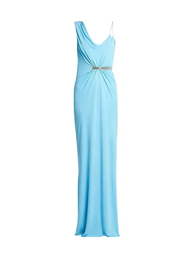 TOM FORD Women's Draped Hardware One-Shoulder Gown - Aqua Blue