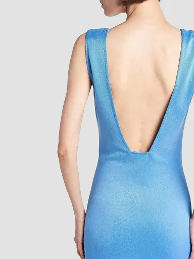 Tom Ford Women's Satin Plunge V-Neck Midi Dress - Porcelain Blue - Size 10 | Thumbnail 6 Tom Ford Women's Satin Plunge V-Neck Midi Dress - Porcelain Blue - Size 10 | Thumbnail 6