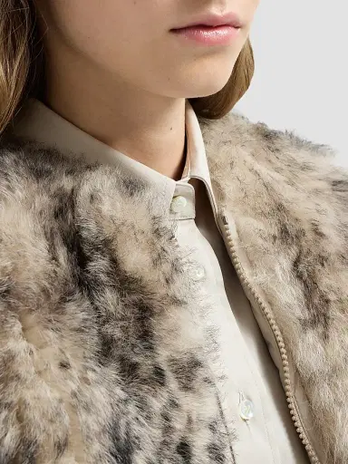 Brunello Cucinelli Women's Lynx-Effect Shearling Reversible Vest - Light Brown - Size 12 | Thumbnail 4
