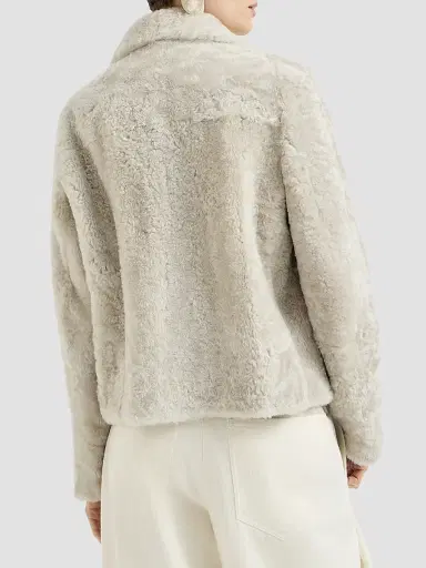 Brunello Cucinelli Women's Fuzzy Shearling Pea Coat - | Thumbnail 3
