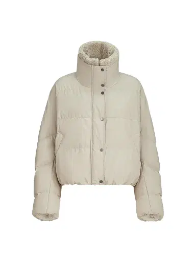 Brunello Cucinelli Women's Techno Cotton Taffeta Down Jacket with Detachable Shearling Insert - Sand | Thumbnail 1