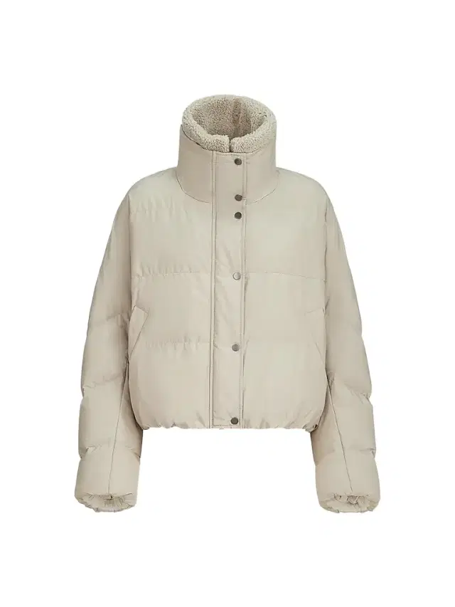 Brunello Cucinelli Women's Techno Cotton Taffeta Down Jacket with Detachable Shearling Insert - Sand