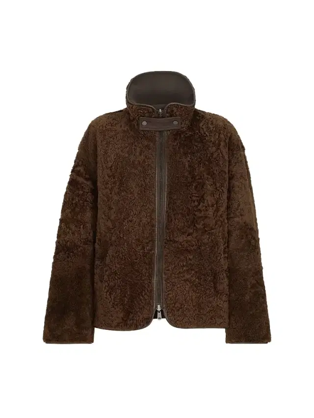 Brunello Cucinelli Women's Fuzzy Shearling Reversible Outerwear Coat with Monili - Chocolate