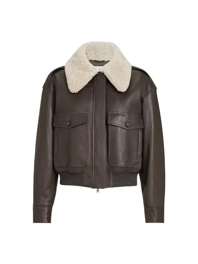 Brunello Cucinelli Women's Polished Nappa Leather Aviator Coat - Coffee