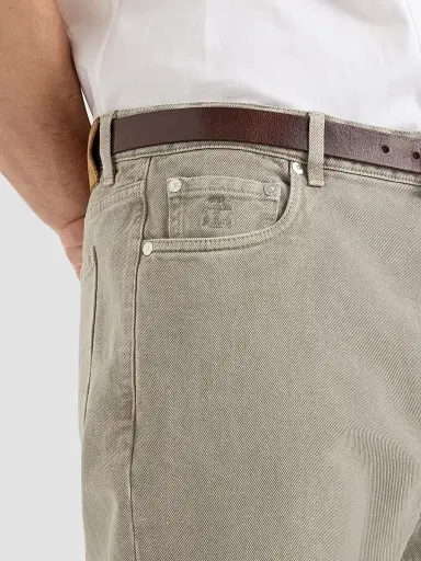 Brunello Cucinelli Men's Garment-Dyed Denim Iconic Fit Five-Pocket Jeans - Brown | Thumbnail 4 Brunello Cucinelli Men's Garment-Dyed Denim Iconic Fit Five-Pocket Jeans - Brown | Thumbnail 4
