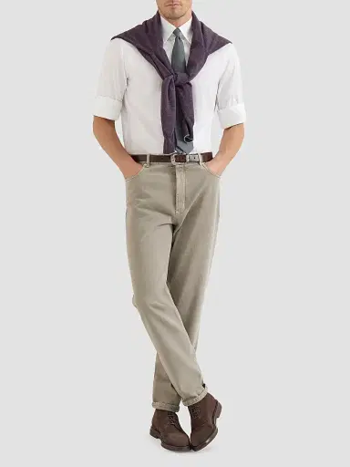 Brunello Cucinelli Men's Garment-Dyed Denim Iconic Fit Five-Pocket Jeans - Brown | Thumbnail 5 Brunello Cucinelli Men's Garment-Dyed Denim Iconic Fit Five-Pocket Jeans - Brown | Thumbnail 5