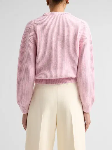 Jil Sander Women's Fisherman Knit Wool Sweater - Candy Pink - Size 10 | Thumbnail 3