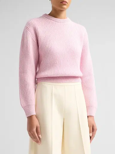 Jil Sander Women's Fisherman Knit Wool Sweater - Candy Pink - Size 10 | Thumbnail 4