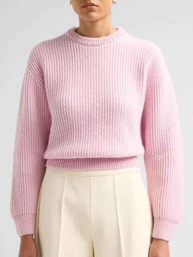 Jil Sander Women's Fisherman Knit Wool Sweater - Candy Pink - Size 10 | Thumbnail 5
