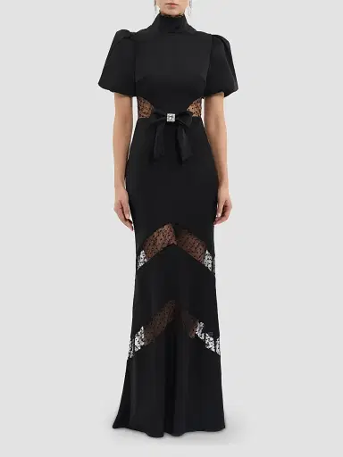 Rebecca Vallance Women's Noire Lace Column Gown - Black | Thumbnail 2 Rebecca Vallance Women's Noire Lace Column Gown - Black | Thumbnail 2